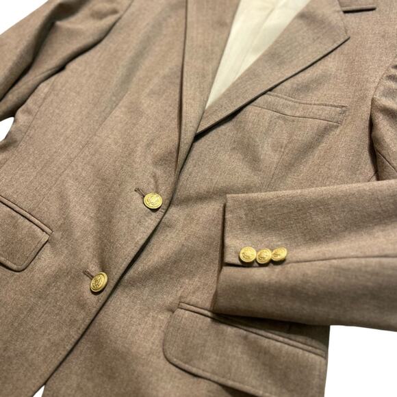 Vintage 80s Brown Blazer Gold Button Midi Skirt Suit Van Julian 6 Single Breast - Picture 6 of 15